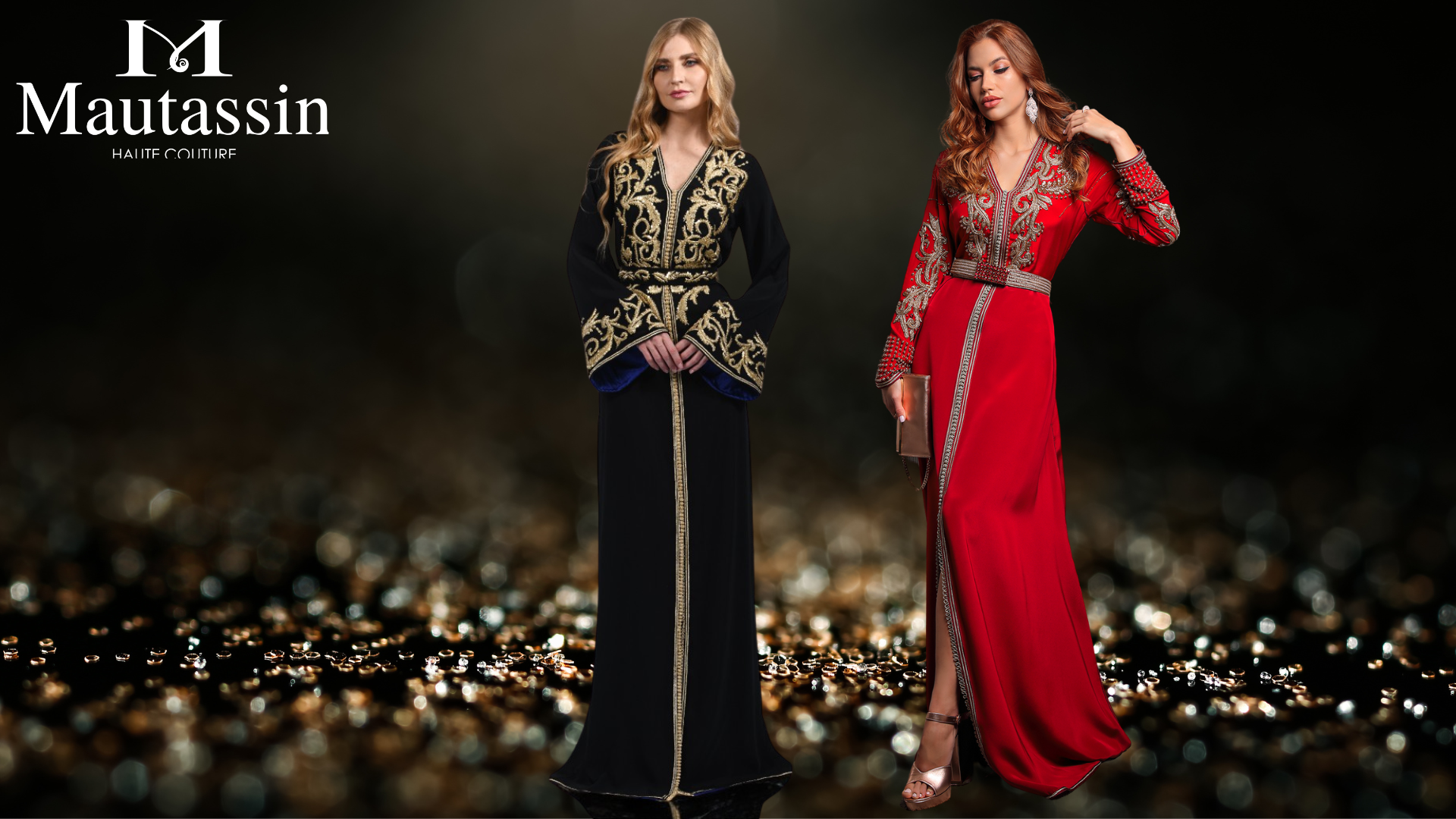 Caftan Noir et Rouge : Élégance Royale et Audace Intemporelle